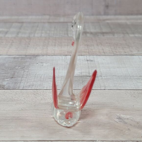 Vintage Lucite Swan Figurine Mini Clear Plastic Pink Accents Ring Hold Hong Kong - Picture 2 of 9